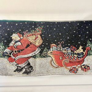 New Trim A Home Santa Sleigh Tapestry Table Runner 12.5" x 71"  4" Tassels